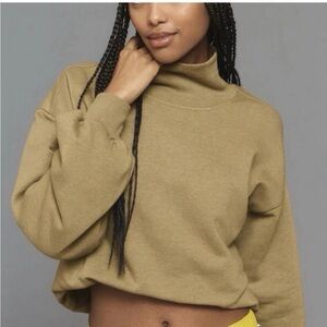 Pilcro Olive Turtleneck Bubble Waist Sweater